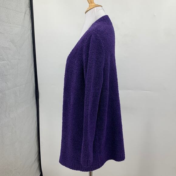 Daily Practice Cardigan Womens XS Extra Small Purple Teddy Fleece Open Front - Picture 4 of 12